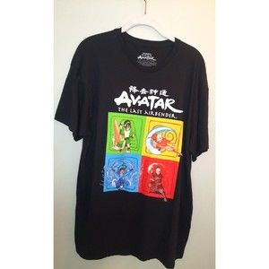 Nickelodean Avatar The Last Airbender Mens Black Graphic Print Crew Tee Sz L